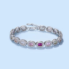 Artistic Radiant Cut Bracelet for Women, accented with Pink Stone, Ruby, Aquamarine Blue, and Yellow Stones