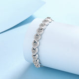 Round Cut Adjustable Moissanite Bracelet with White Gold Plating, 925 Sterling Silver