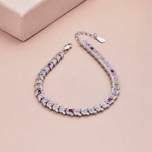 Regal Emerald Cut Bracelet for Women, Accented with Pink, Ruby, Aquamarine, and Yellow Stones