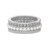 925 Sterling Silver Three-Row Band With Pearl Wedding Band