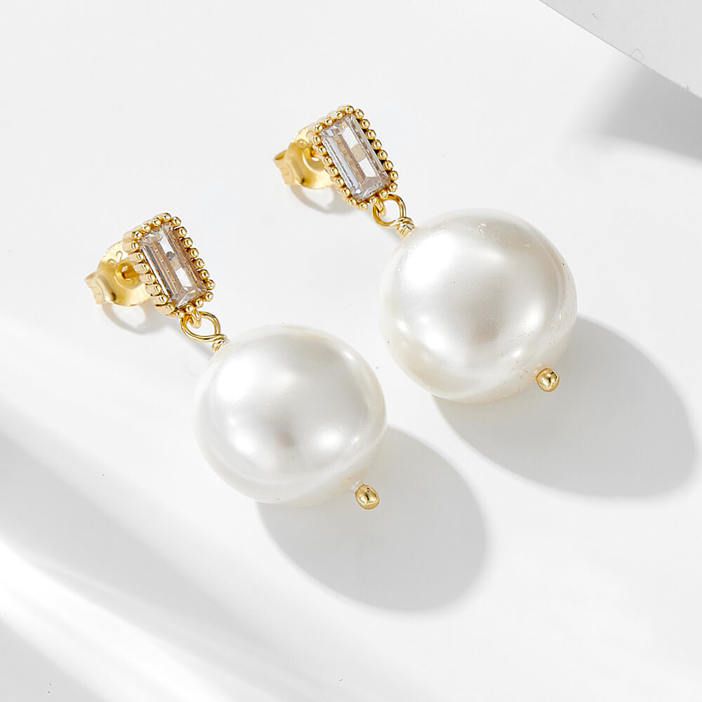 Radiant Pearl Drop Earrings In Sterling Silver For Woman