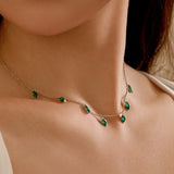 Marquise Cut Green Stone Necklace in 925 Sterling Silver