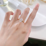 Pear Shaped White Cubic Zirconia Engagement Ring, Dual Plating in White Gold and Yellow Gold, 925 Sterling Silver.