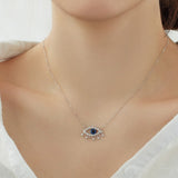 Blue Stone Evil Eye Sterling Silver Necklace