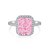 Elegant 925 Sterling Silver Pink Stone Radiant Cut 3.5ct Engagement Ring