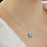 Round Cut Blue Stone Sterling Silver Necklace