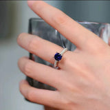 Elegant 1.0ct Blue Sapphire Round Cut Pave Engagement Ring In Sterling Silver