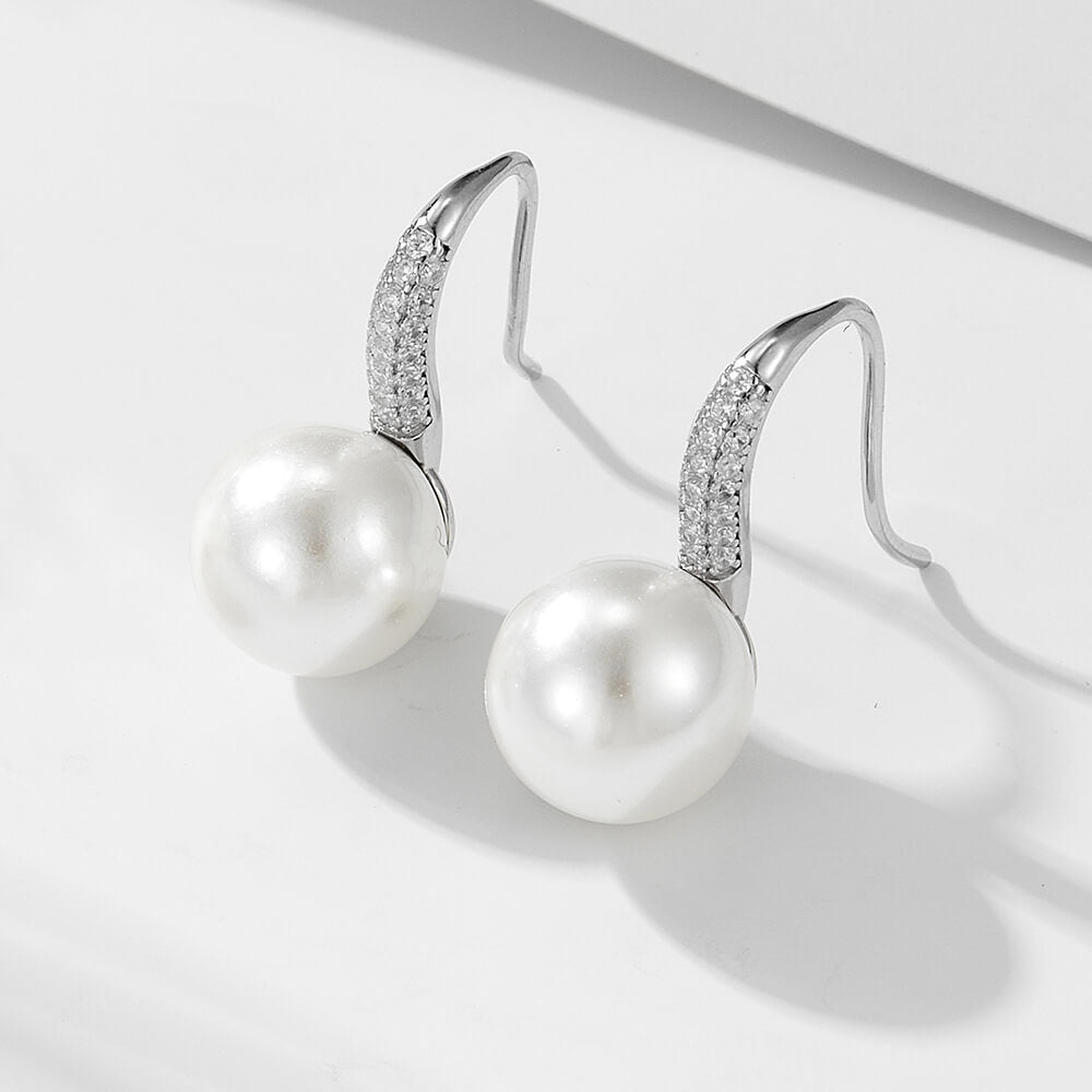 Lavish Hook Pearl Earrings In Sterling Silver For Woman