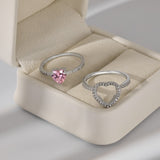 Heart Cut Double Layer Insert Wedding Ring Set