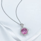 Vintage Rose Cut Pink Stone 3.5ct 925 Sterling Silver Necklace