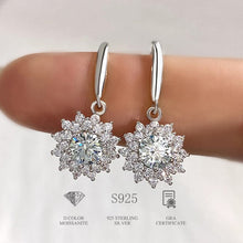 Solarii Moissanite  Round Cut 925 Sterling Silver Sunflower Design 0.5ct*2P  Earrings