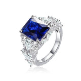 Dazzling 6.0ct Blue Sapphire Radiant Cut Engagement Ring In Sterling Silver