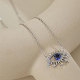 Blue Stone Evil Eye Sterling Silver Necklace