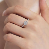 Elegant Cushion Cut Sterling Silver Engagement Ring