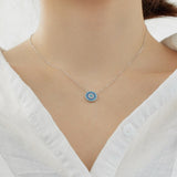 Round Cut Blue Stone Sterling Silver Necklace