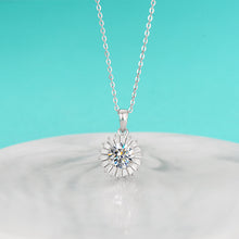 Round Cut Moissanite Radiant Sun Necklace with White Gold Plating, 925 Sterling Silver