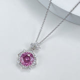 Vintage Rose Cut Pink Stone 3.5ct 925 Sterling Silver Necklace