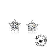 Solarii Moissanite  Round Cut 925 Sterling Silver Star Design 1.0ct*2P  Earrings