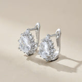 925 Sterling Silver Pear Cut Hoop Earrings