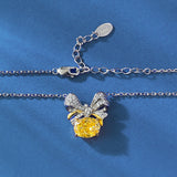 Timeless Oval Cut 2.0ct Yellow Stone Bow-knot Design 925 Sterling Silver Necklace