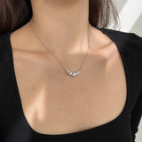 Five Stone Round Cut&Pear Cut CZ Necklace in 925 Sterling Silver