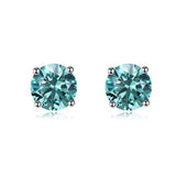 Brilliant Round Cut 925 Sterling Silver 4 Prong Stud Earrings