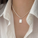 Opulent Pearl Beaded Necklace In Sterling Silver For Woman