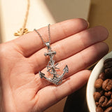 Round Cut Moissanite Anchor Necklace with White Gold/Yellow Gold Plating, 925 Sterling Silver