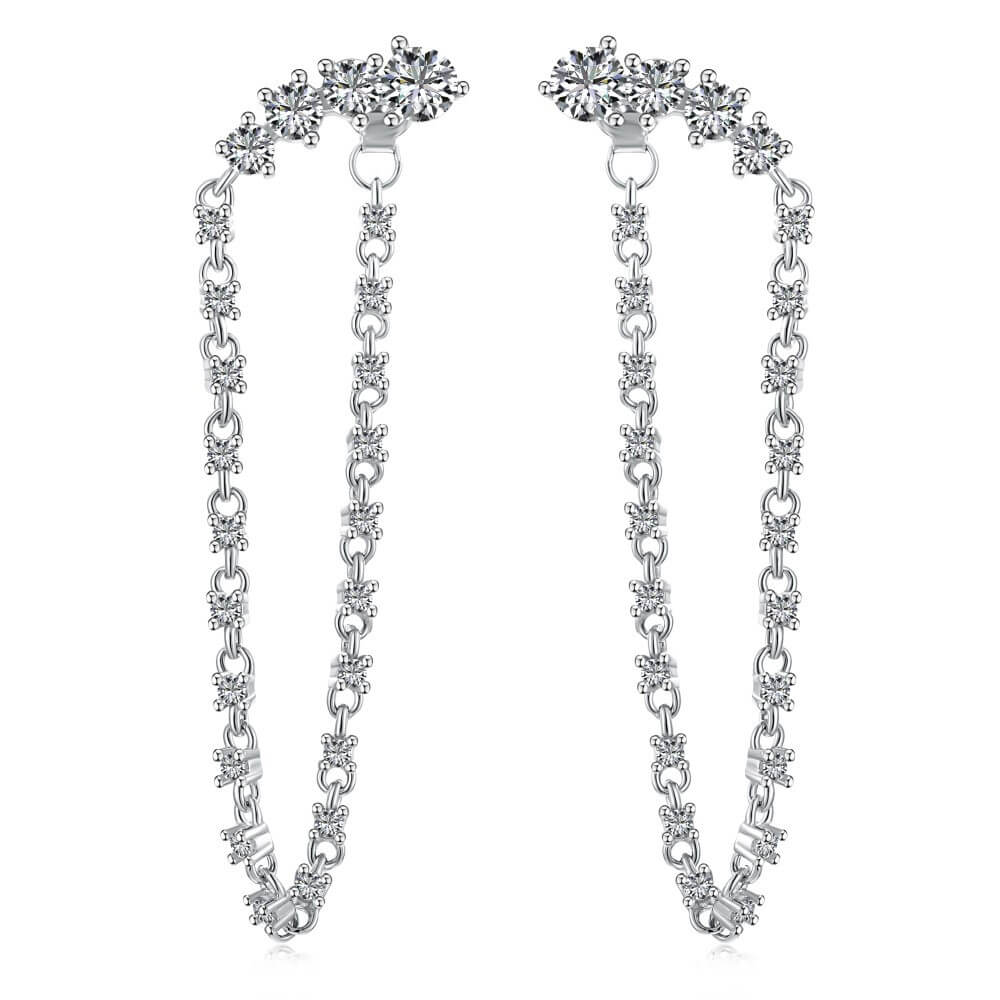 Stylish Silver Chain Link Drop Earrings - Solarii Jewelry