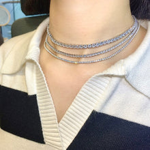 Classic Round Cut Tennis Sterling Silver Necklace
