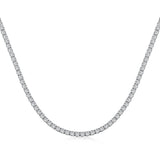 Classic Round Cut CZ Tennis Sterling Silver Necklace