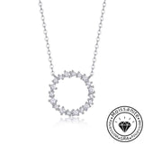 Round Cut Halo Circle Necklace with White Gold Plating, 925 Sterling Silver