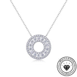 Round Cut Circle Pendant Necklace with White Gold Plating, 925 Sterling Silver