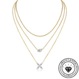 Pear and Marquise Cut Moissanite Multi-layer Necklace with Yellow Gold Plating, 925 Sterling Silver