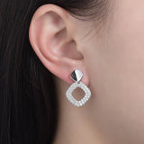 Moissanite 925 Sterling Silver Geometric Round Cut Drop Earrings