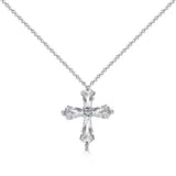 Exquisite CZ Cross Sterling Silver Necklace