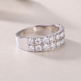 Solarii Moissanite 1.08ct Round Cut 2-Line Eternity Ring 925 Sterling Silver Wedding Band