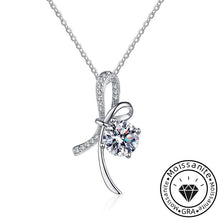 Moissanite Round Cut Ribbon 925 Sterling Silver Necklace