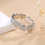 Heart Hollow Design Round Cut White Gold Plated 925 Sterling Silver Moissanite Ring