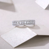 Solarii Moissanite 3.5ct Round Cut Eternity Ring 925 Sterling Silver Wedding Band