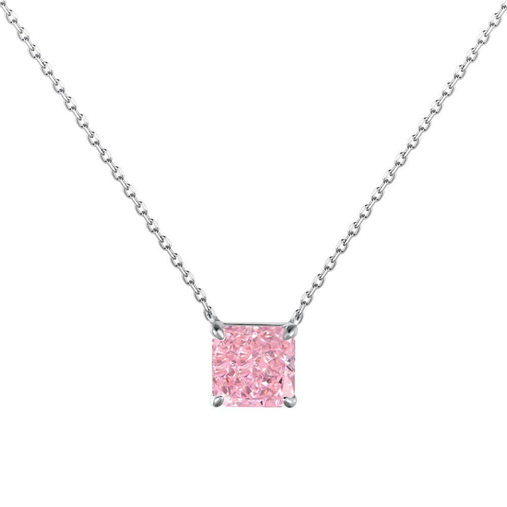 Princess Cut Pendant Necklace in 925 Sterling Silver