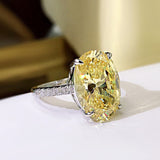 Gorgeous Oval Cut 5.0ct Yellow Stone Sterling Silver Engagement Ring