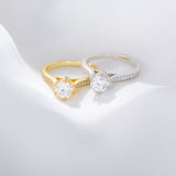 Round Cut White Stone with Yellow Gold and White Gold Plating Engagement Ring