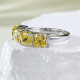 Stunning Yellow Stone Cushion Cut 925 Sterling Silver Wedding Band