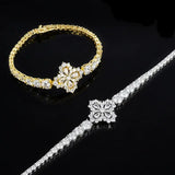 Chunky round cut moissanite bracelet, rhodium plated, 925 sterling silver