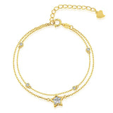 Round Cut Cubic Zirconia Star Bracelet in Sterling Silver/Gold