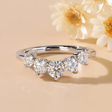 Round Cut White Gold Plated 925 Sterling Silver Moissanite Five-Stone Wedding Ring