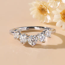 Round Cut White Gold Plated 925 Sterling Silver Moissanite Five-Stone Wedding Ring