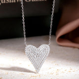 Heart Design Round Cut Pendant Necklace in 925 Sterling Silver