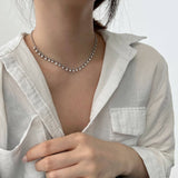 Elegant Beaded Round Cut Necklace in 925 Sterling Silver